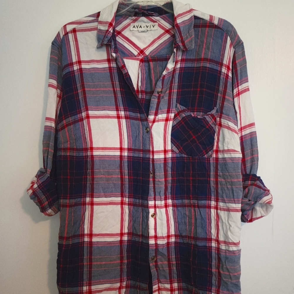 Plaid lightweight button down